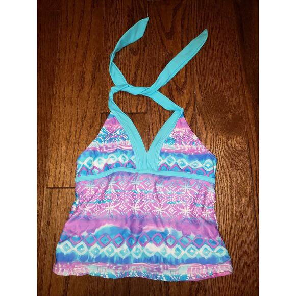 Justice Halter Swim Top Size 8 Open Back - Picture 1 of 5